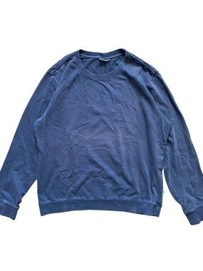 Onia Men Sweatshirt L Regular Crewneck Blue 100% Cotton French Terry Sweater